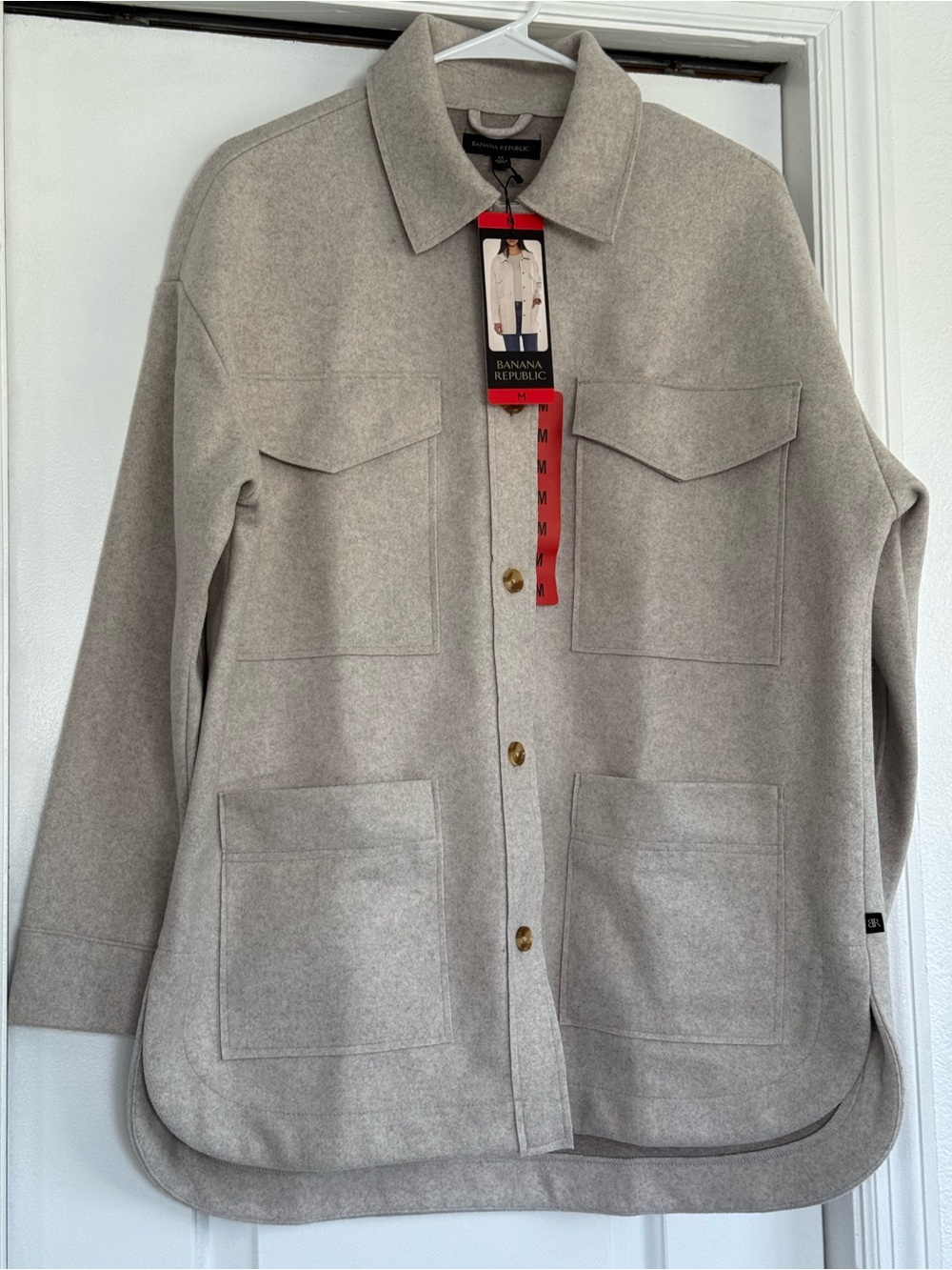 Banana Republic Oversize sand Button-Front Overshirt